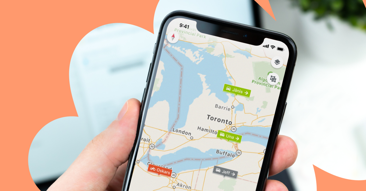 Karttanäkymä älypuhelimen näytöllä