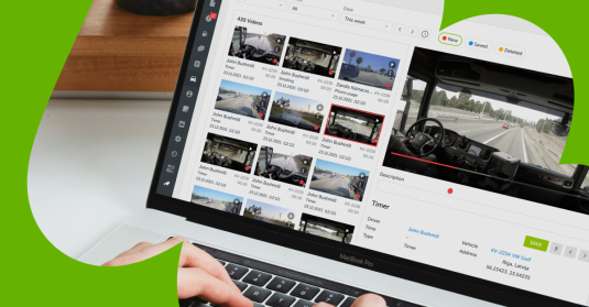 Mapons platforms-sektion "Kamera hændelser" med en gittervisning af optagelser.