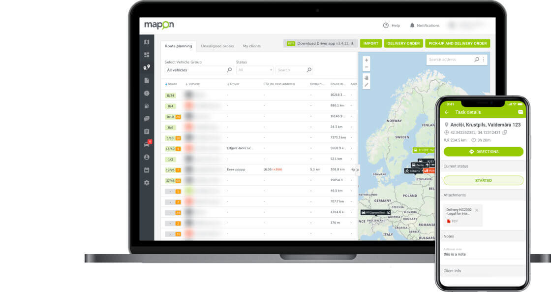 Envoyez les itinéraires à vos chauffeurs instantanément