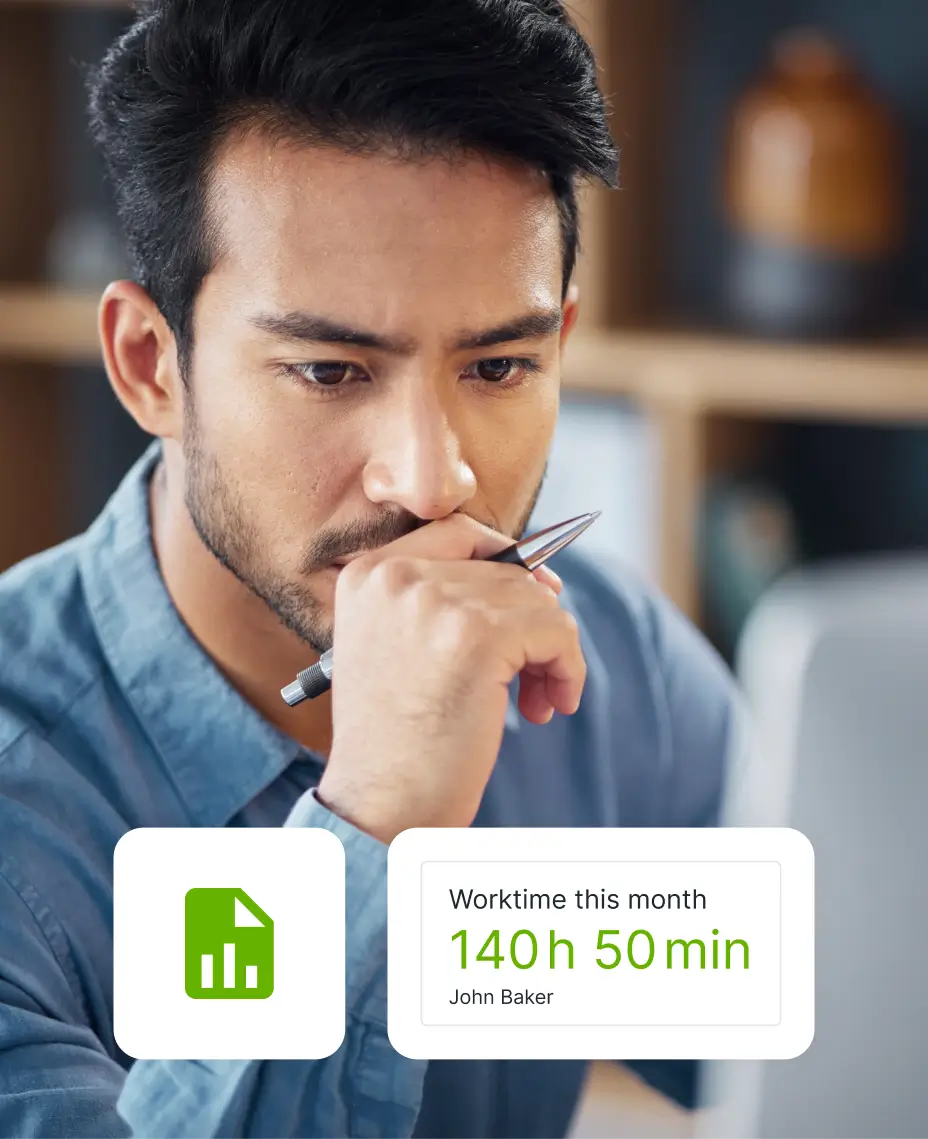 Fleet manager reviewing driver work hours and salary data calculated automatically through Tachogram’s remote tachograph download platform.