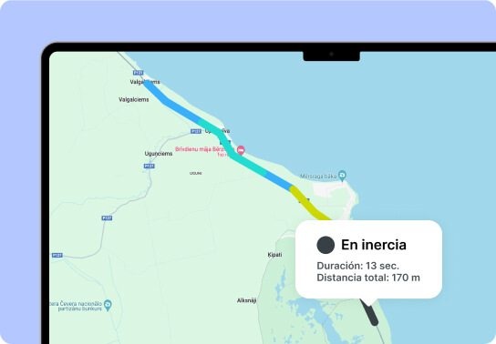 Captura de pantalla de un mapa que muestra los casos identificados de conducción en inercia