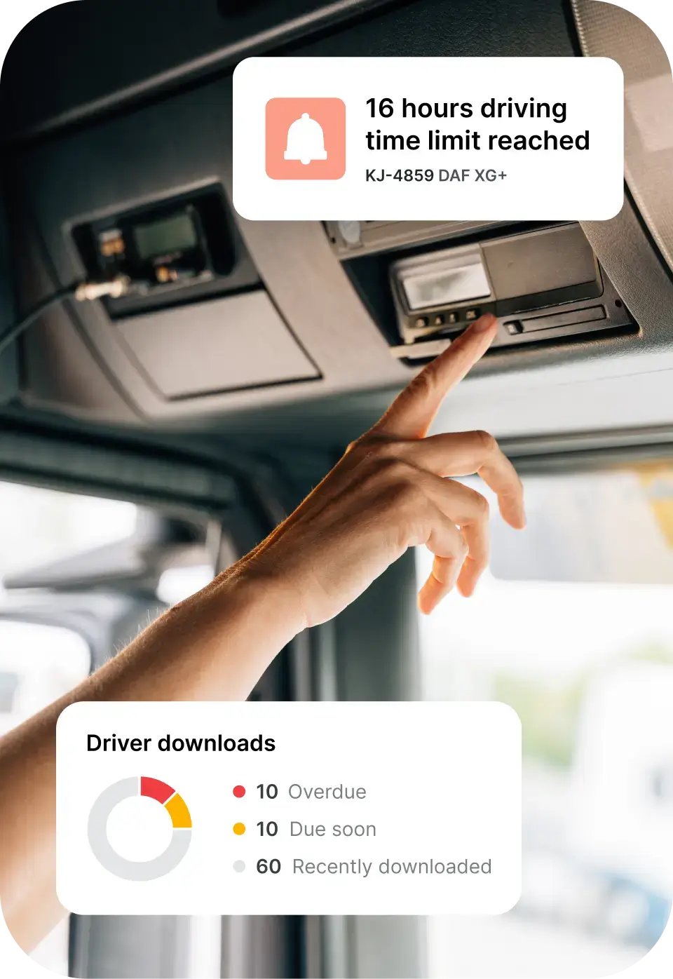 A driver with a tachograph and data from the Mapon platform