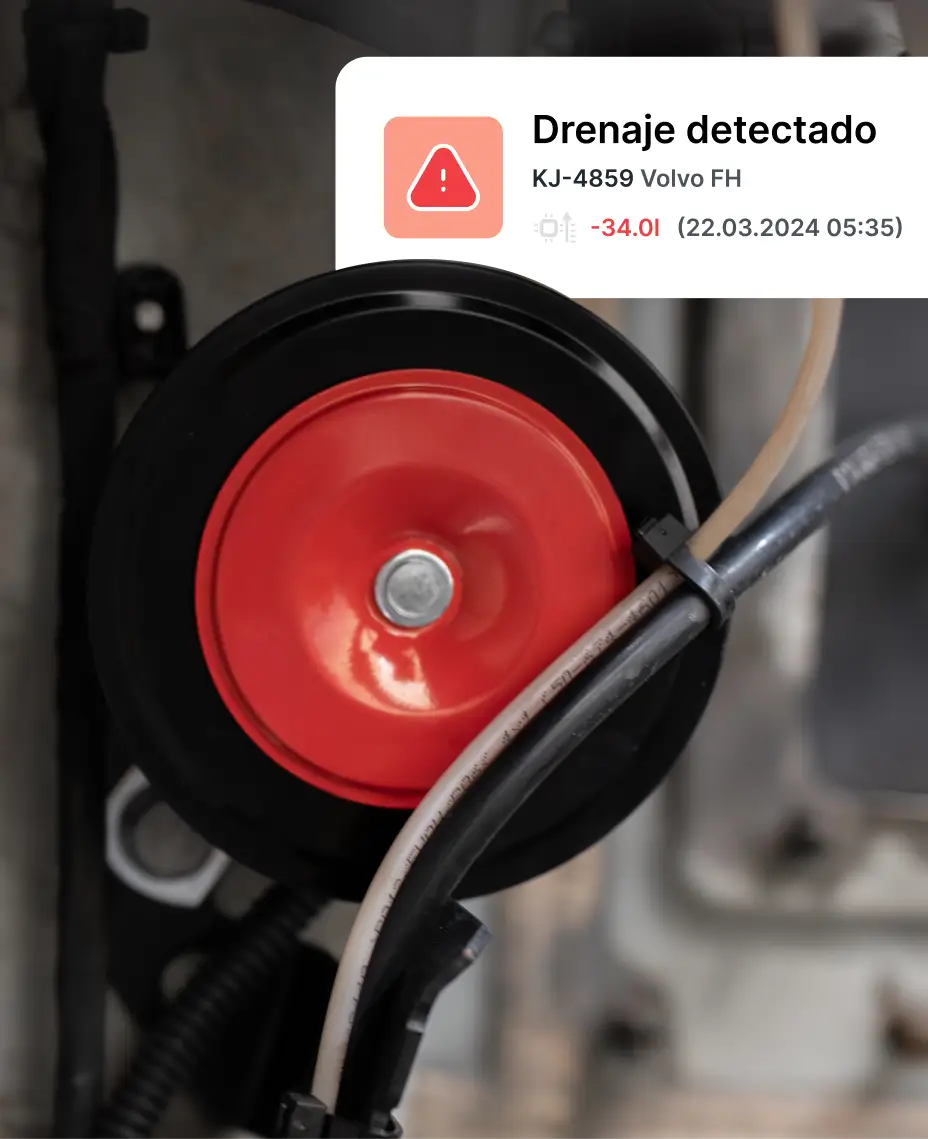 Una foto que muestra el sistema de alarma de combustible de Mapon.