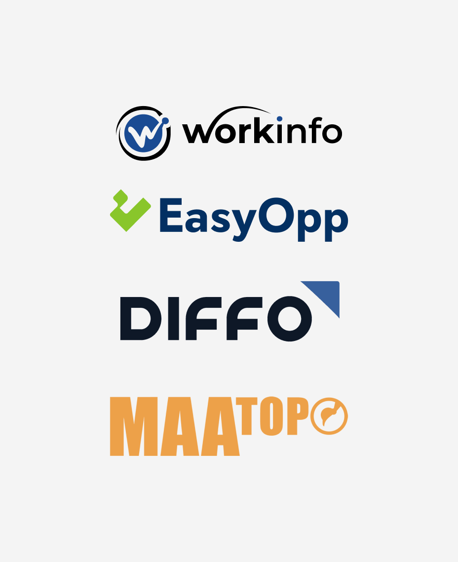 Diffo, Easyopp, Maatop ja Workinfo.app logot