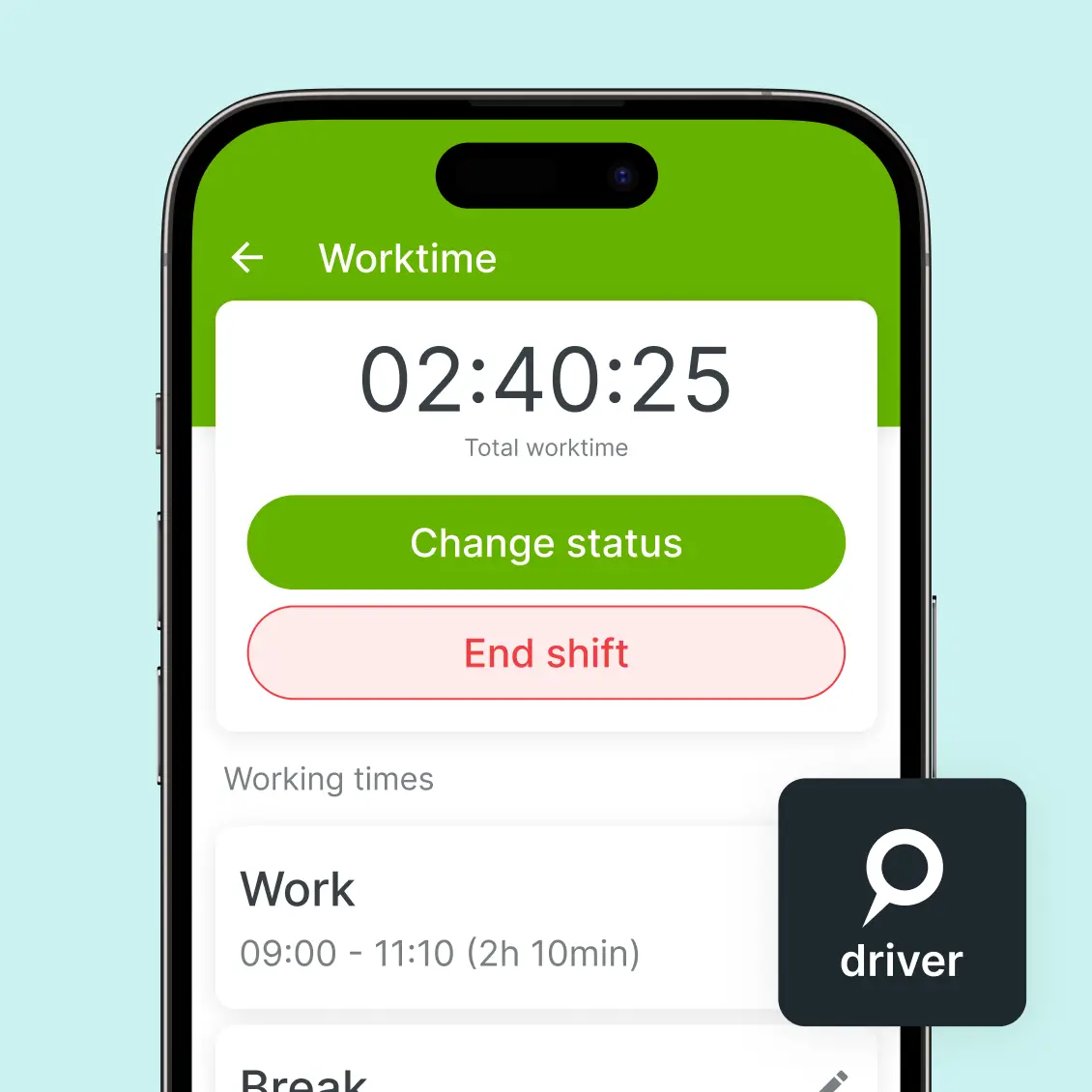 Ekraanipilt Mapon Driveri mobiilirakendusest juhtidele, mis näitab läbitud vahemaad.