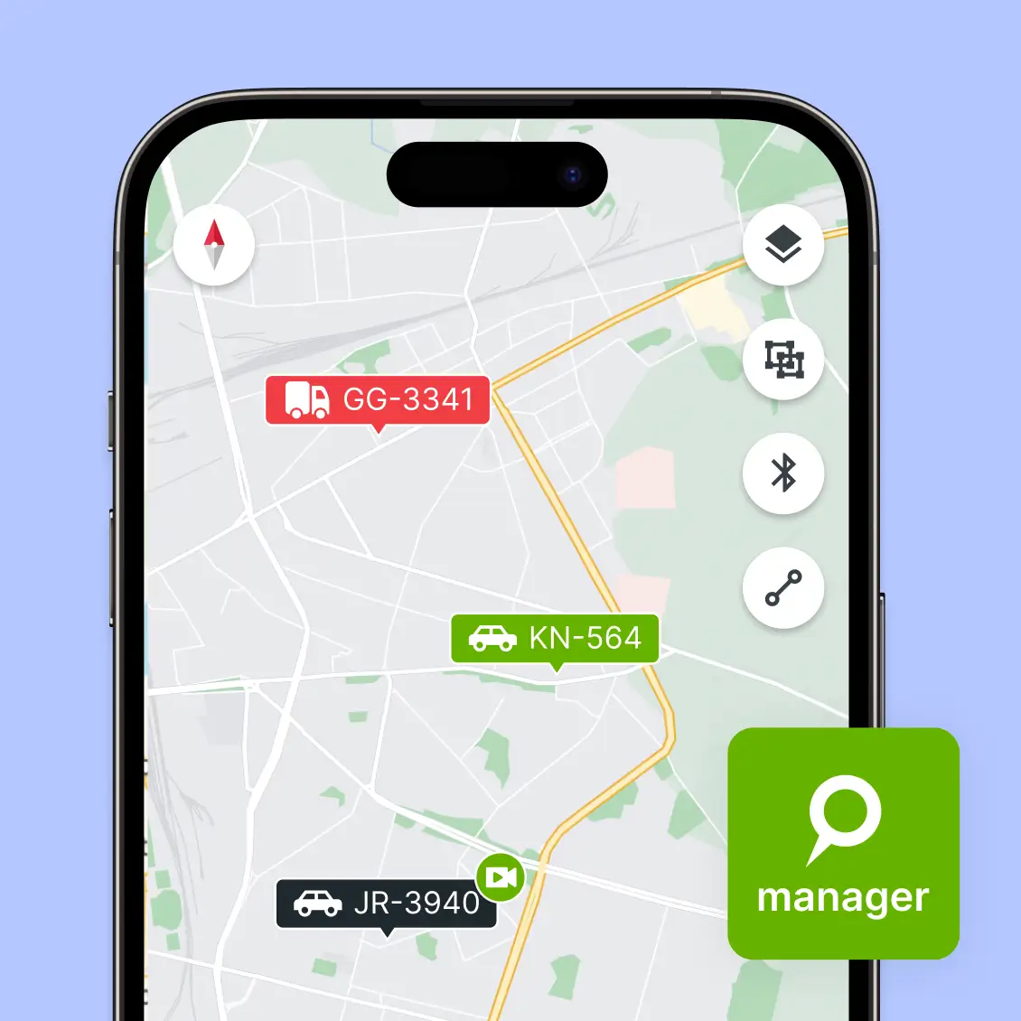 Skärmdump från Mapon-appen som visar körstilsspårning och anställdas körstilspoäng.
