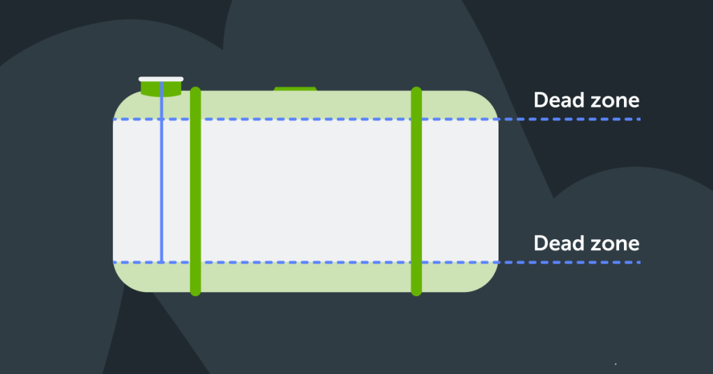 polttoainetankki, jossa näkyy merkinnät kuolleista alueista