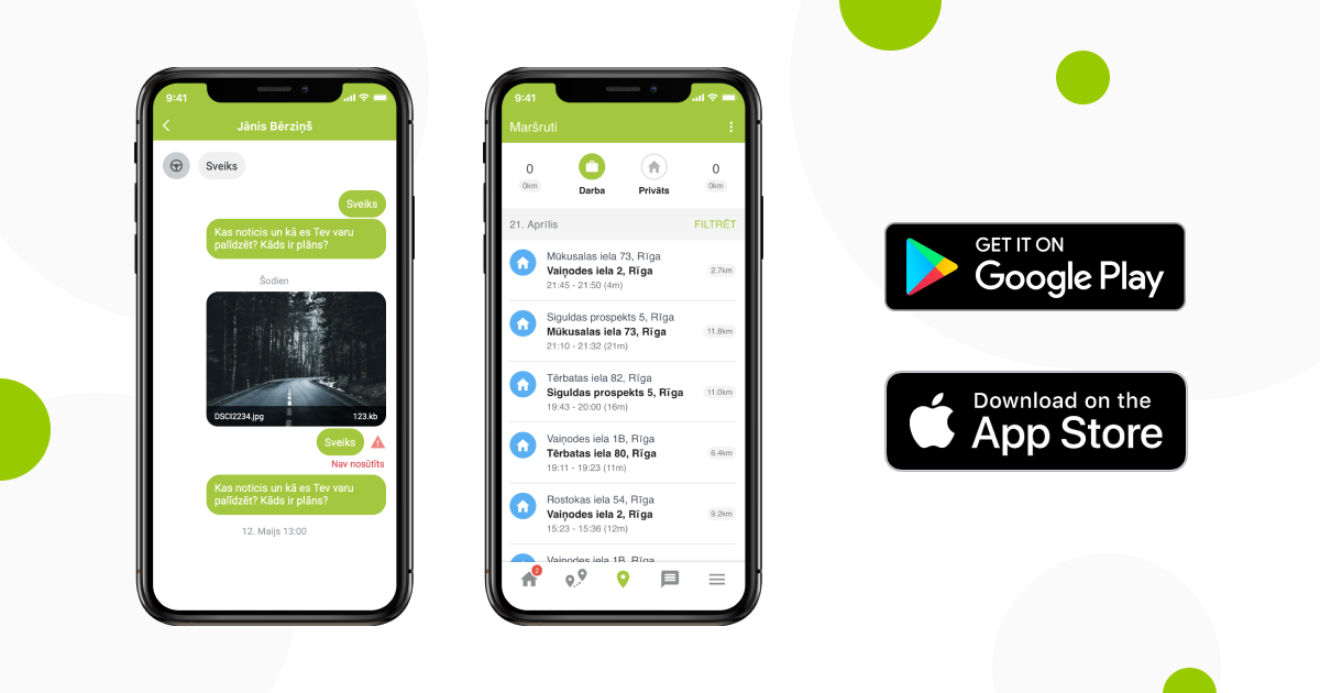 MAPON GO mobilā lietotne uzņēmumu autovadītājie komunikācijai, failu pārsūtīšanai un uzdevumu pārvaldībai