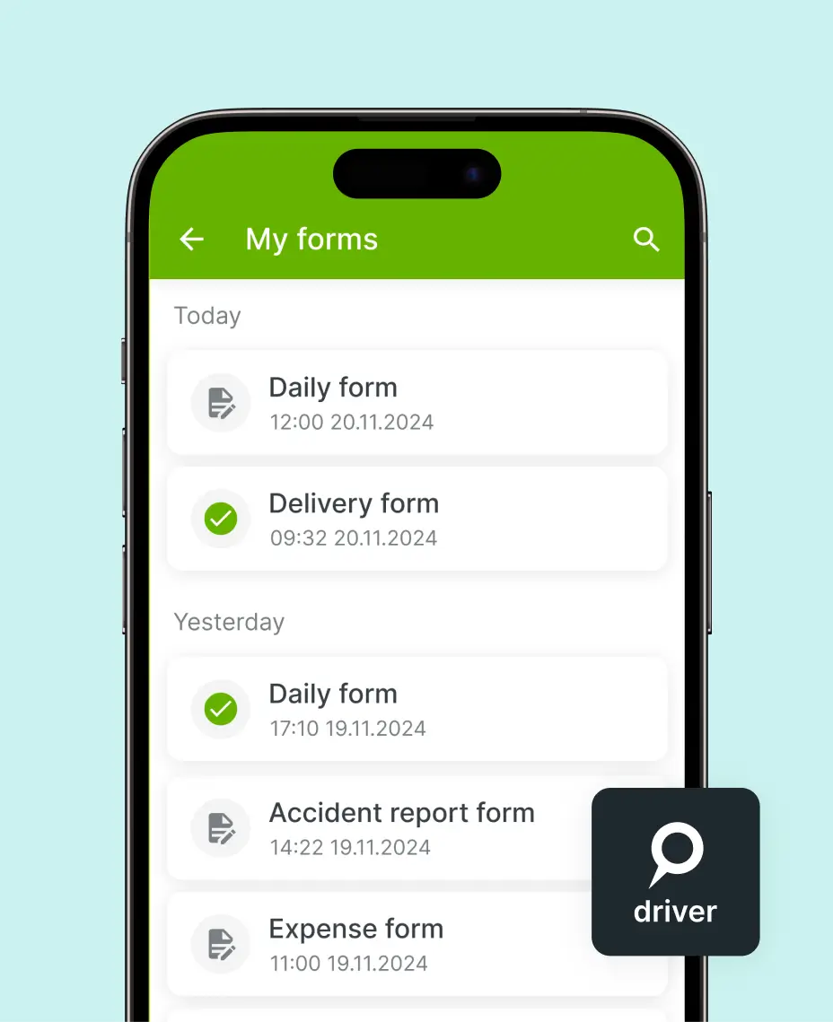 Skärmbild av Mapon Driver-appen