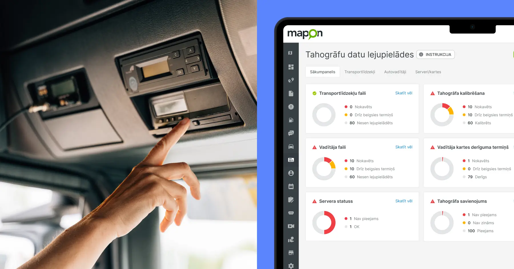 Mapon platformas skats tahogrāfa datu attālinātās lejupielādes risinājumam