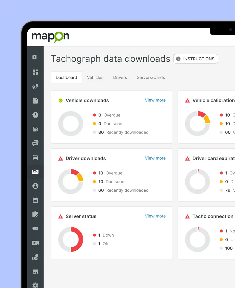 Mapon-platformen åbner på den fjernbetjente tachografdownload-løsning.